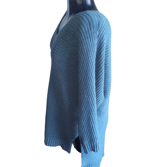 American Eagle Teal Knit V-Neck High-low Sweater XXS - Picture 4 of 6